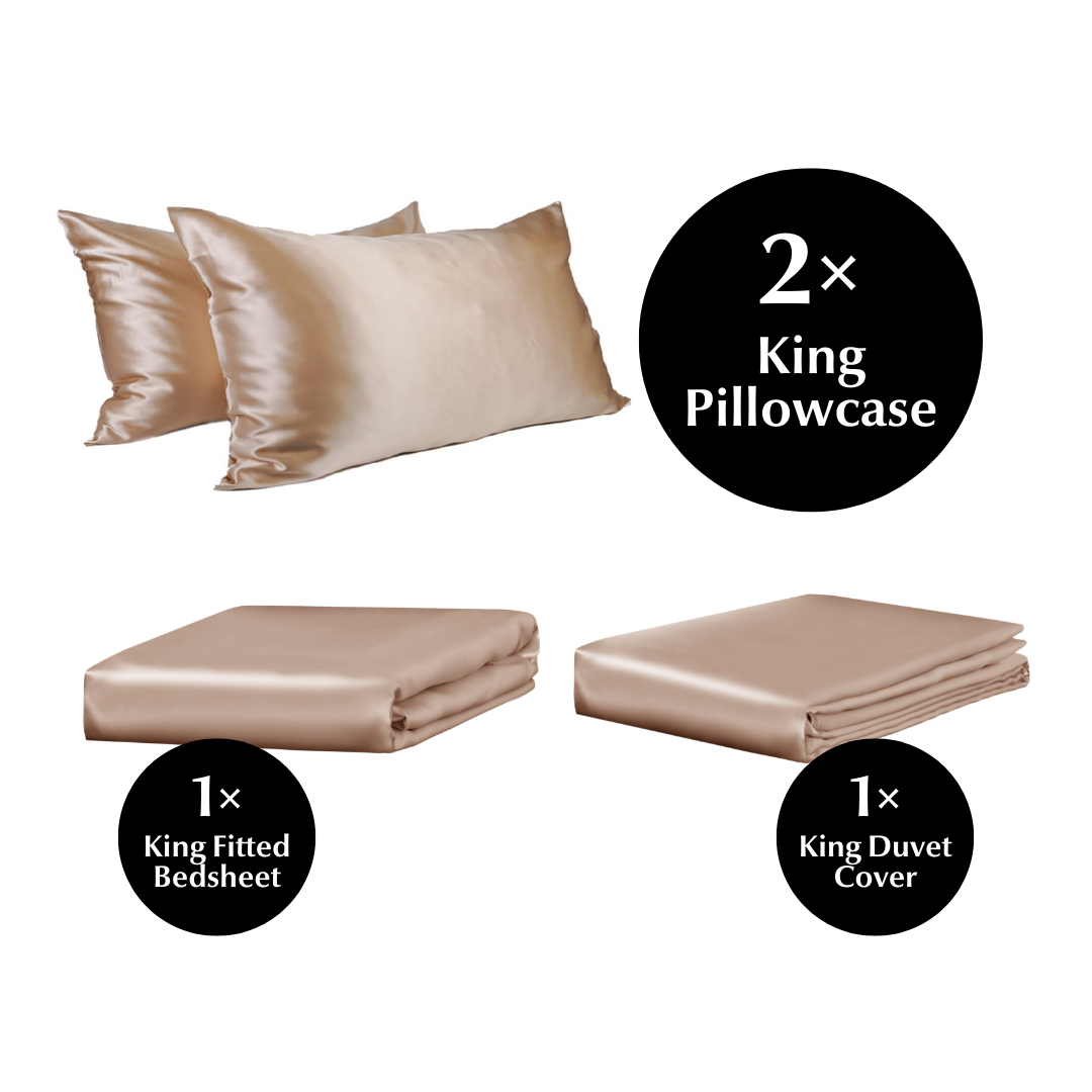 King 4 Piece Silk Bedding Set