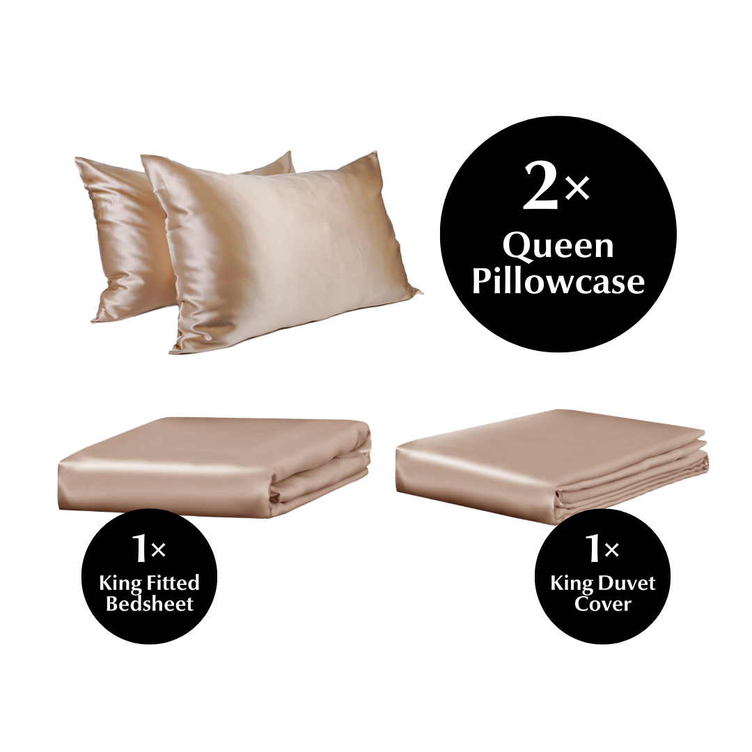 King 4 Piece Silk Bedding Set