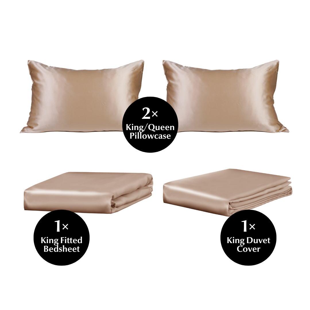 King 4 Piece Silk Bedding Set