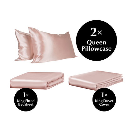 King 4 Piece Silk Bedding Set